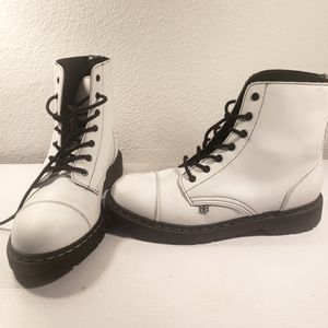 TUK White Combat Boots